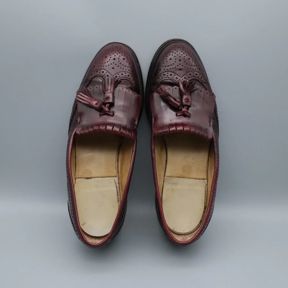 Bostonian Loafers Mens Burgundy Tassel Kiltie Wingtip Dark Academia 8.5 D/B